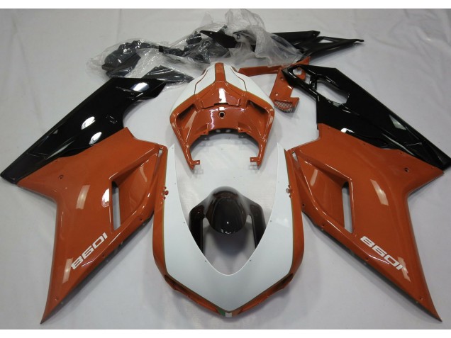 Gloss Orange & White 07-14 Ducati 848 1098 1198 Motorcycle Fairing Gloss Orange & White 07-14 Ducati 848 1098 1198 Motorcycle Fairing
