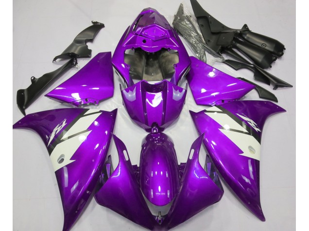 Gloss Purple & White 12-14 R1 Motorcycle Fairing