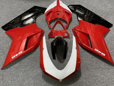 Gloss Red & White (848 Sticker) 07-14 Ducati 848 1098 1198 Motorcycle Fairing