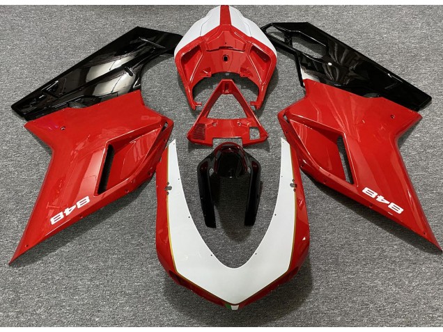 Gloss Red & White (848 Sticker) 07-14 Ducati 848 1098 1198 Motorcycle Fairing