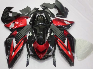 Gloss Red and Black Plain 06-11 ZX14R Motorcycle Fairing