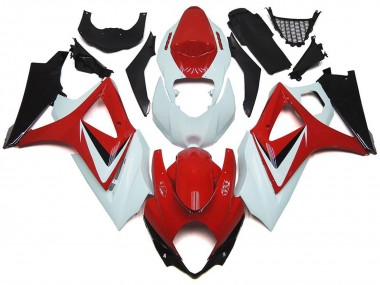 Gloss Red with White OEM Style 07-08 GSXR 1000 Motorcycle Fairing
