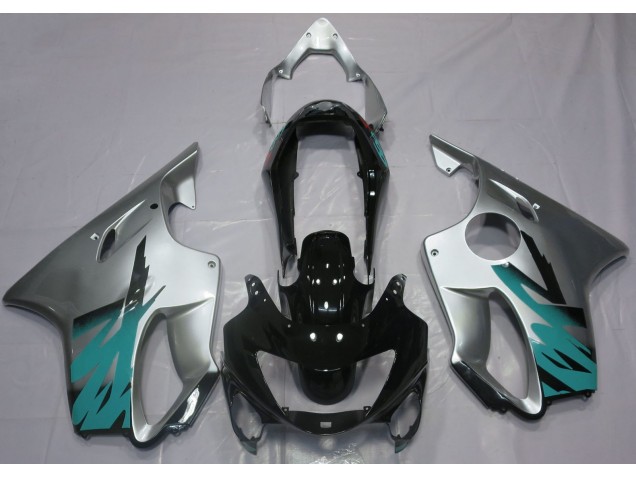 Gloss Silver & Teal 99-00 CBR600 F4 Motorcycle Fairing Gloss Silver & Teal 99-00 CBR600 F4 Motorcycle Fairing