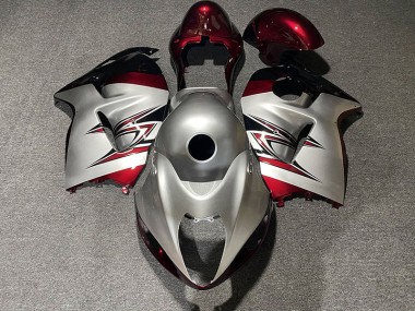 Gloss Silver and Candy Red 97-07 GSXR 1300 Hayabusa Motorcycle Fairing