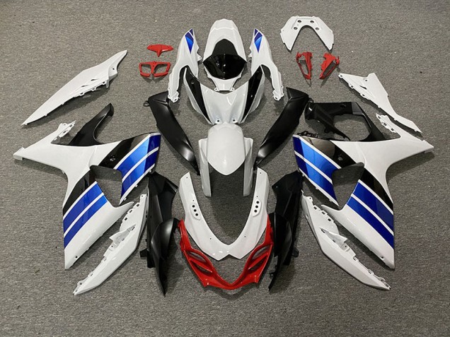 Gloss White Blue Black and Red 09-16 GSXR 1000 Motorcycle Fairing
