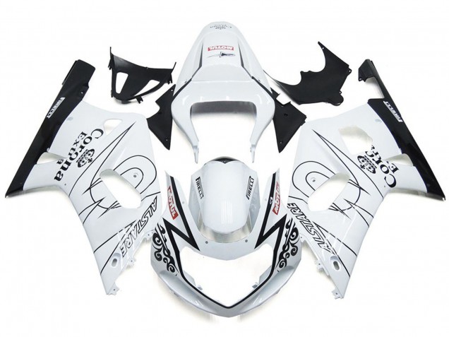 Gloss White Corona and Black 01-03 GSXR 600-750 Motorcycle Fairing Gloss White Corona and Black 01-03 GSXR 600-750 Motorcycle Fairing