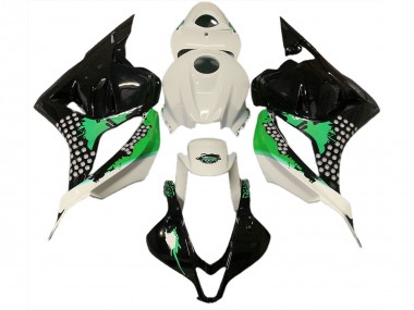 Gloss White & Green Splatter 09-12 CBR600RR Motorcycle Fairing