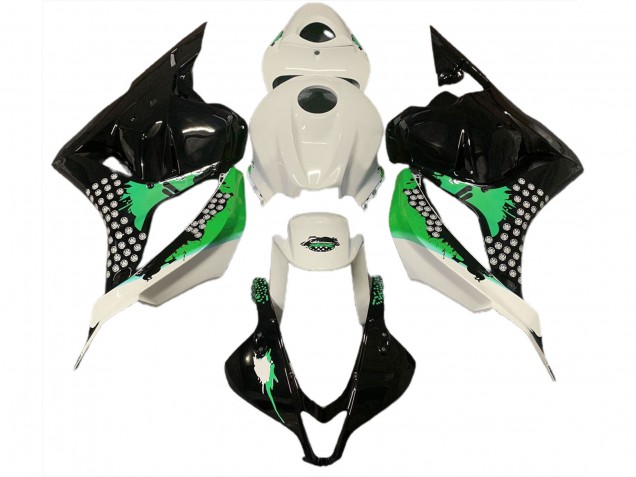 Gloss White & Green Splatter 09-12 CBR600RR Motorcycle Fairing Gloss White & Green Splatter 09-12 CBR600RR Motorcycle Fairing