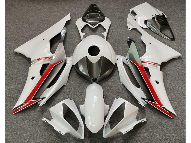 Gloss White Silver and Red 08-16 R6 Motorcycle Fairing Gloss White Silver and Red 08-16 R6 Motorcycle Fairing