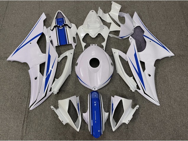 Gloss White and Blue 08-16 R6 Motorcycle Fairing Gloss White and Blue 08-16 R6 Motorcycle Fairing