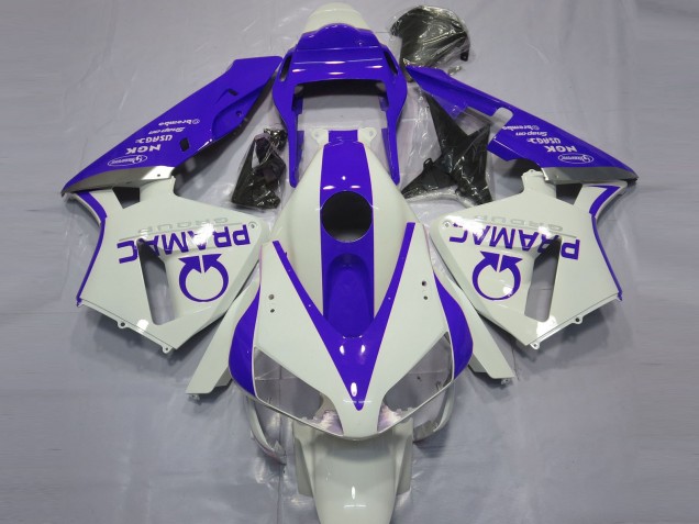 Gloss White and Blue PRAMAC 03-04 CBR600RR Motorcycle Fairing Gloss White and Blue PRAMAC 03-04 CBR600RR Motorcycle Fairing