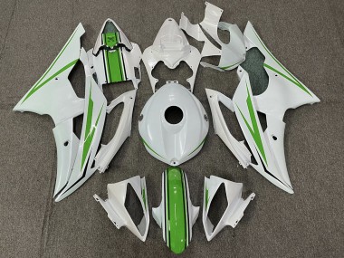 Gloss White and Green 08-16 R6 Motorcycle Fairing
