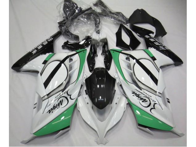 Gloss White and Green 13-18 Ninja 300 Motorcycle Fairing