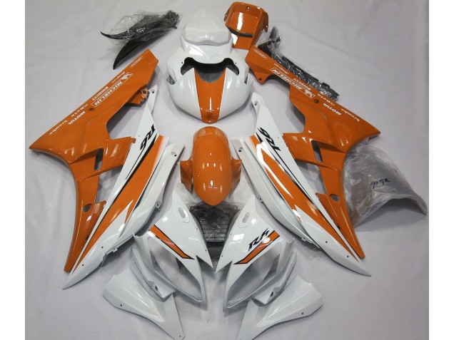 Gloss White and Orange 06-07 R6 Motorcycle Fairing