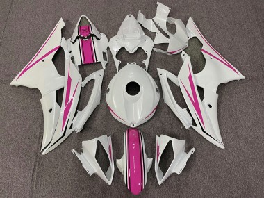 Gloss White and Pink 08-16 R6 Motorcycle Fairing