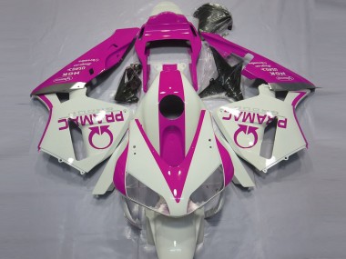 Gloss White and Pink PRAMAC 03-04 CBR600RR Motorcycle Fairing
