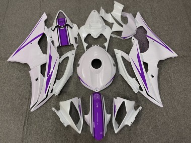 Gloss White and Purple 08-16 R6 Motorcycle Fairing
