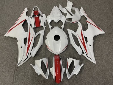 Gloss White and Red 08-16 R6 Motorcycle Fairing