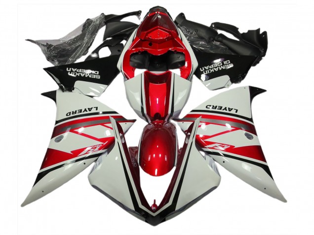 Gloss White and Red 12-14 R1 Motorcycle Fairing