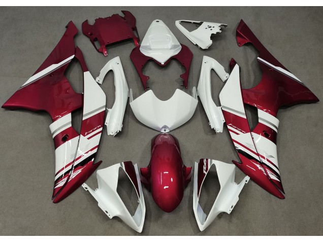 Gloss White and Red OEM Style 08-16 R6 Motorcycle Fairing
