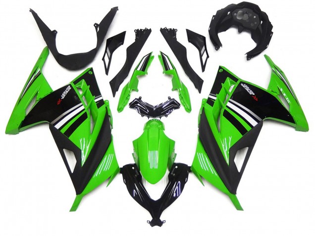 Green Black and White Gloss 13-18 Ninja 300 Motorcycle Fairing