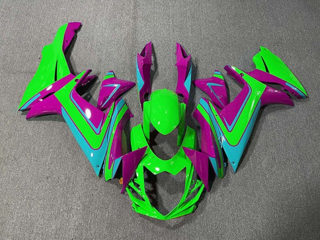 Green Light Blue and Magenta 11-24 GSXR 600-750 Motorcycle Fairing Green Light Blue and Magenta 11-24 GSXR 600-750 Motorcycle Fairing