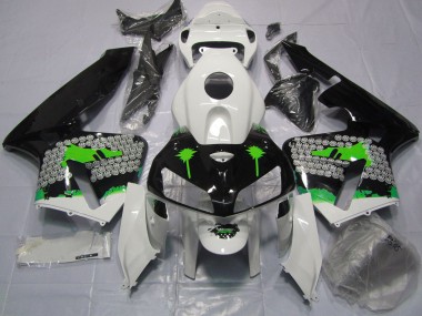 Green Splatter on Gloss Black 05-06 CBR600RR Motorcycle Fairing
