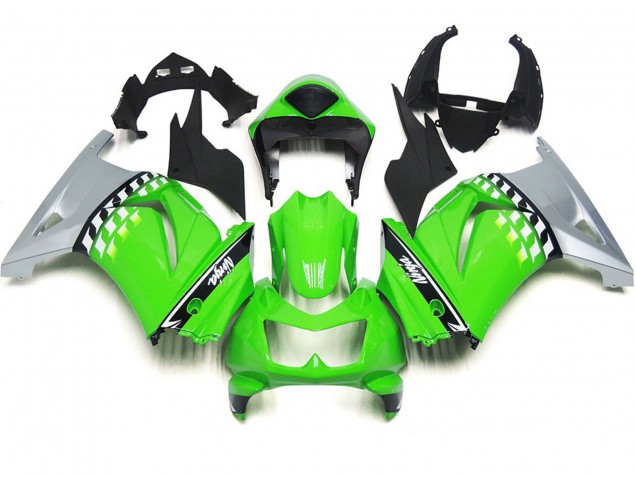 Green and Black Check 08-12 Ninja 250 Motorcycle Fairing Green and Black Check 08-12 Ninja 250 Motorcycle Fairing