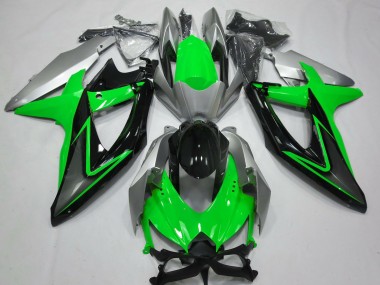 Green and Silver 08-10 GSXR 600-750 Motorcycle Fairing