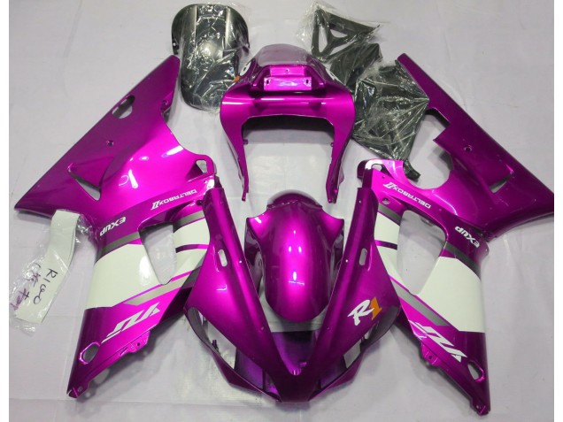 Hot Pink & White 00-01 R1 Motorcycle Fairing Hot Pink & White 00-01 R1 Motorcycle Fairing