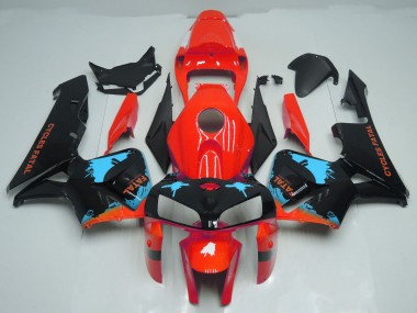 Light Blue Splatter on Red 05-06 CBR600RR Motorcycle Fairing