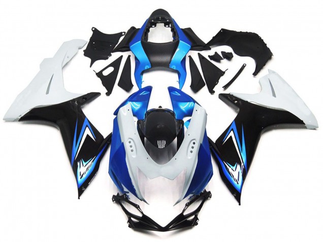 Light Blue and Gloss White Style with Black 11-24 GSXR 600-750 Motorcycle Fairing Light Blue and Gloss White Style with Black 11-24 GSXR 600-750 Motorcycle Fairing
