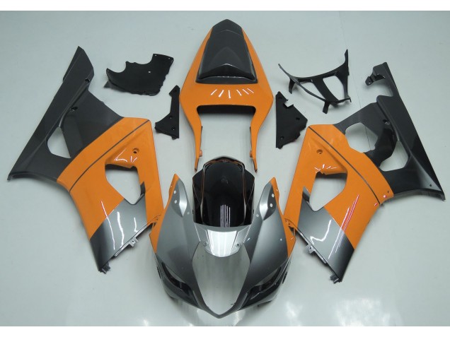 Light Orange Silver and Black 03-04 GSXR 1000 Motorcycle Fairing