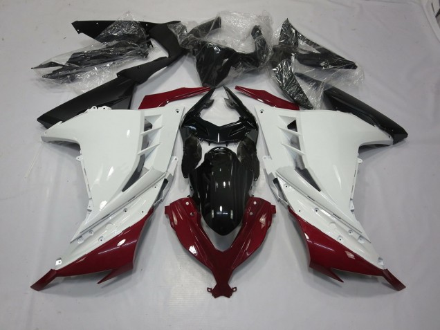 Maroon and White 13-18 Ninja 300 Motorcycle Fairing