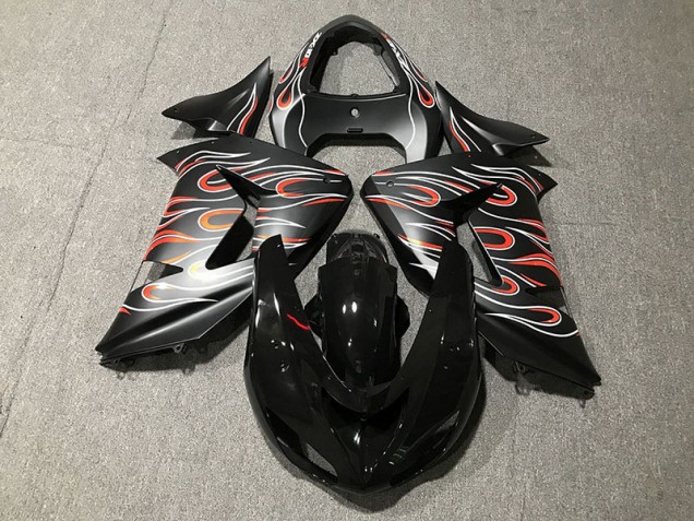 Matte Black & Flame 06-07 ZX10R Motorcycle Fairing Matte Black & Flame 06-07 ZX10R Motorcycle Fairing