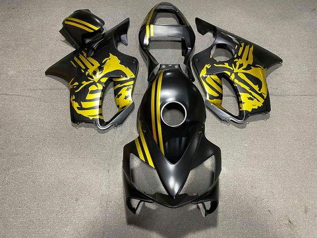 Matte Black & Gold Skull 01-03 CBR600 F4i Motorcycle Fairing Matte Black & Gold Skull 01-03 CBR600 F4i Motorcycle Fairing