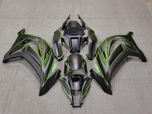 Matte Black & Green Lining 11-15 ZX10R Motorcycle Fairing Matte Black & Green Lining 11-15 ZX10R Motorcycle Fairing