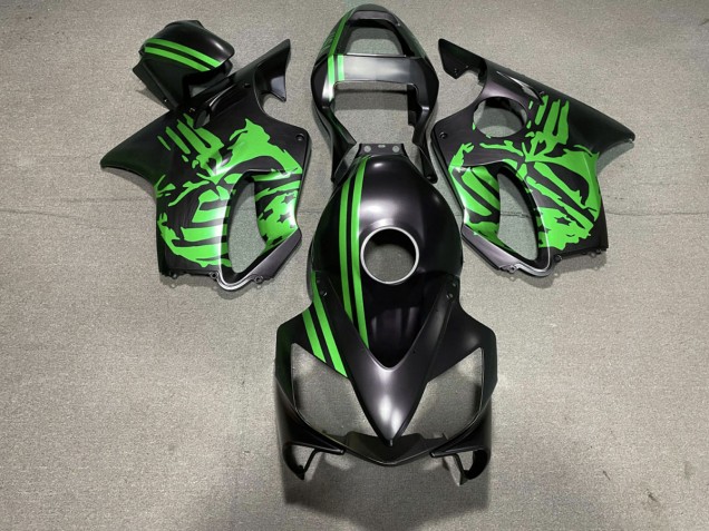 Matte Black & Green Skull 01-03 CBR600 F4i Motorcycle Fairing Matte Black & Green Skull 01-03 CBR600 F4i Motorcycle Fairing