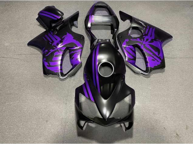 Matte Black & Purple Skull 01-03 CBR600 F4i Motorcycle Fairing Matte Black & Purple Skull 01-03 CBR600 F4i Motorcycle Fairing