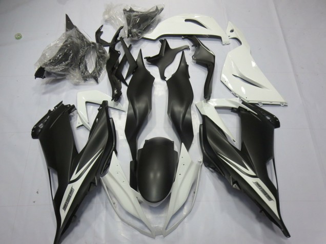 Matte Black White 13-18 ZX6R Motorcycle Fairing Matte Black White 13-18 ZX6R Motorcycle Fairing