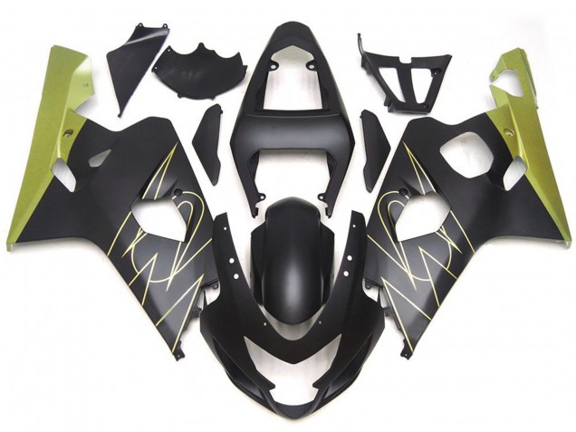 Matte Black and Gold Corona Custom 04-05 GSXR 600-750 Motorcycle Fairing Matte Black and Gold Corona Custom 04-05 GSXR 600-750 Motorcycle Fairing