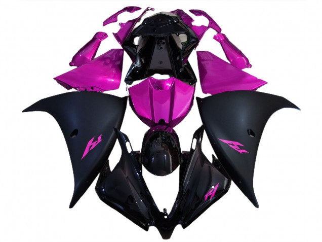 Matte Black and Pink 12-14 R1 Motorcycle Fairing