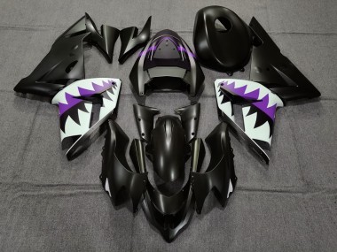 Matte Black and Purple Shark 04-05 ZX10R Motorcycle Fairing