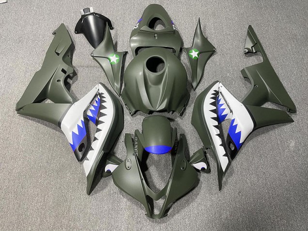 Matte Green & Blue Shark 07-08 CBR600RR Motorcycle Fairing