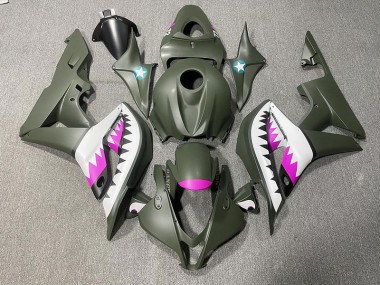 Matte Green & Pink Shark 07-08 CBR600RR Motorcycle Fairing