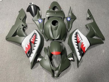Matte Green & Red Shark 07-08 CBR600RR Motorcycle Fairing