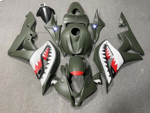 Matte Green & Red Shark 07-08 CBR600RR Motorcycle Fairing