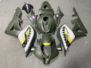 Matte Green & Yellow Shark 07-08 CBR600RR Motorcycle Fairing