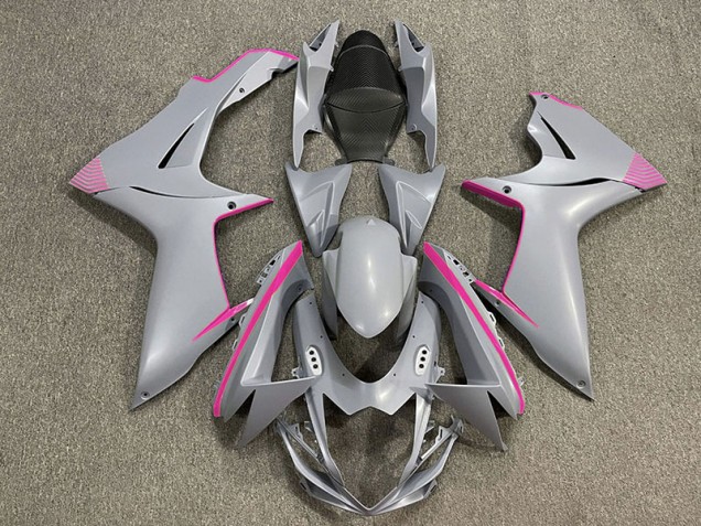 Matte Nardo Grey & Pink Accents 11-24 GSXR 600-750 Motorcycle Fairing