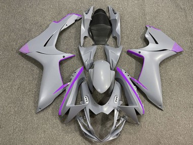 Matte Nardo Grey & Purple Accents 11-24 GSXR 600-750 Motorcycle Fairing
